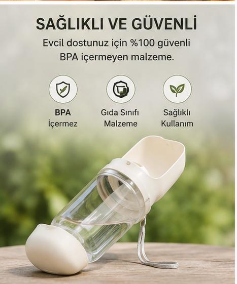 2'si 1 Arada Taşınabilir Evcil Hayvan Su Şişesi Ve Mama Kabı